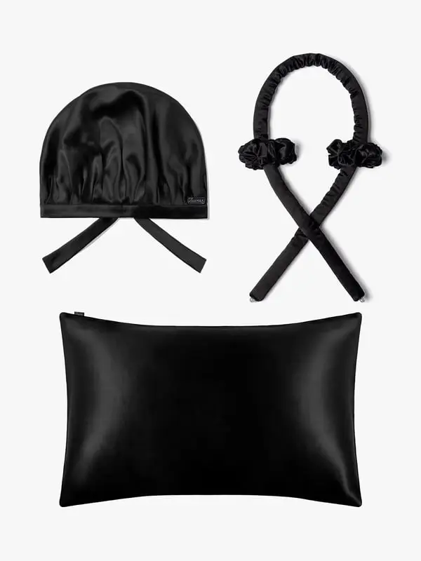 Federa In Pura Seta Nero Bellezza Set Seta Naturale Più Duraturo E Più Rispettoso Dell'Ambiente 50 x 75cm