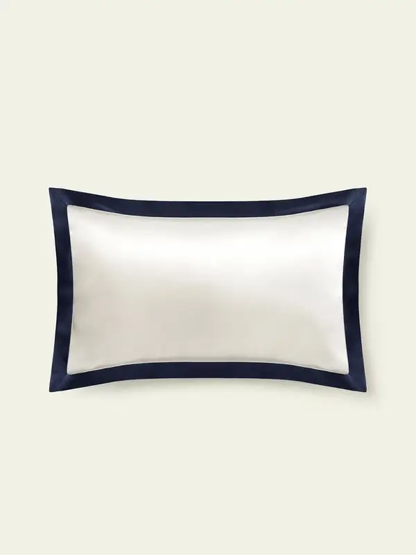 Federa In Seta Blu-Marino Chiusura A Busta Laterale 100% Seta Pura Delicato Sulla Pelle E Traspirante x 75cm