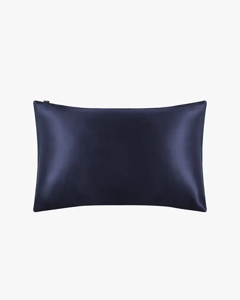 Federa In Seta Capelli Blu-Marino Senza Cerniera Metallica 100% Seta Pura 100 Notti Di Prova Senza Rischi x 75cm