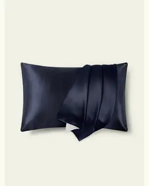 Federa Seta Per Capelli Perfetti Come In Una Foto Fungo Gelso 100%. Capelli Più Lucidi Per Una Pelle Migliore Blu-Marino X 75Cm