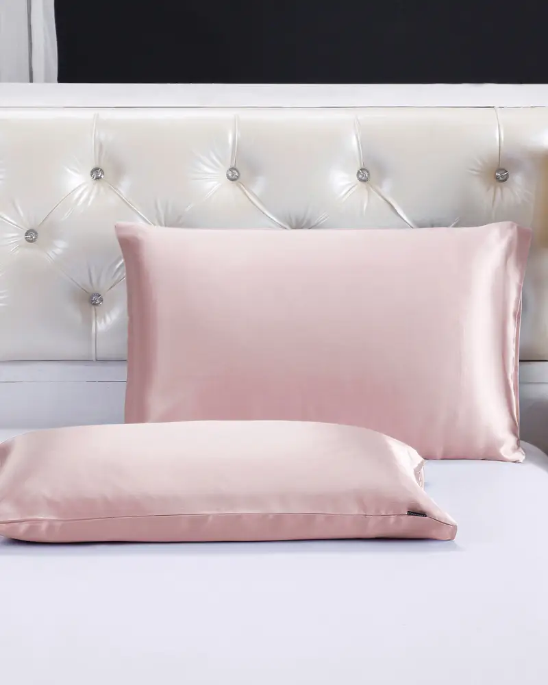 Federe Cuscino Seta Pura Rosa Chiusura A Busta Laterale 100% Seta Naturale Previene Le Rughe Per Un Sonno Migliore x 75cm