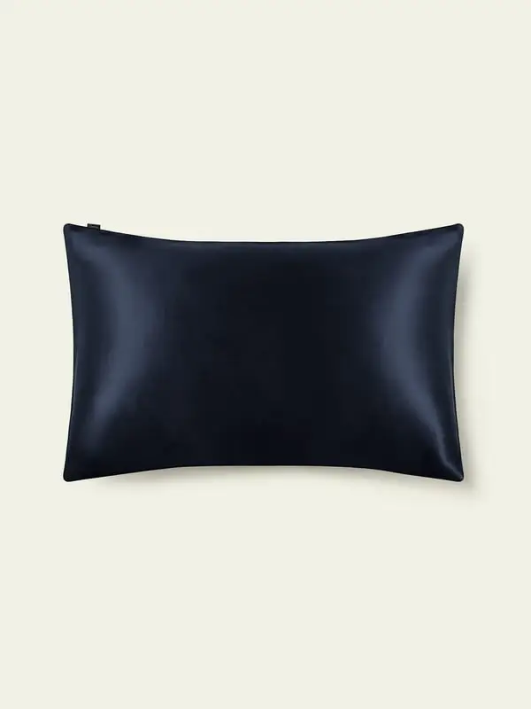 Federe Di Seta Pura Chiusura A Busta Laterale Seta Biologica Certificata Gots 100 Notti Di Prova Senza Rischi Blu-Marino 40X60Cm