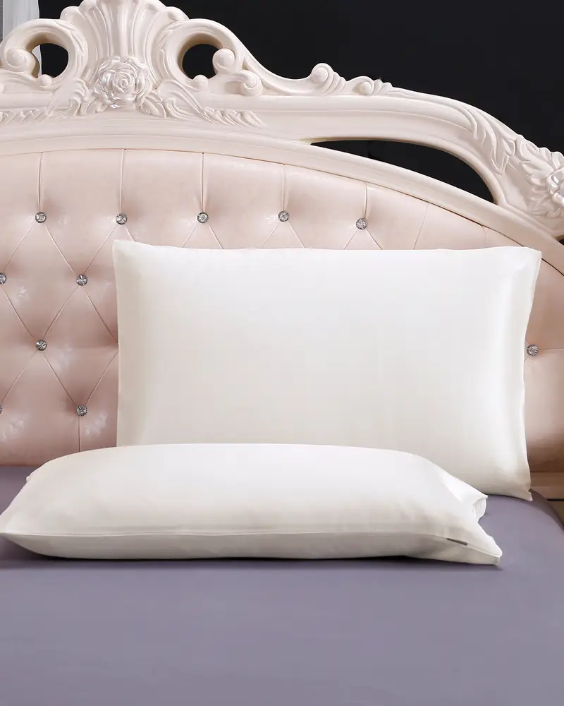 Federe Pura Seta Bianco Senza Cerniera Metallica 100% Seta Di Gelso In Un Sonno Profondo E Rigenerante x 75cm