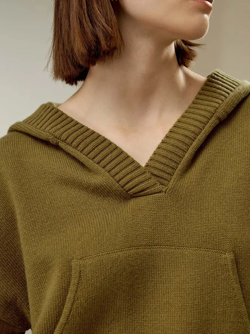 Felpa Con Cappuccio Da Donna Vestibilità Ampialussuosa Miscela Di Lana Lussuosa Miscela Di Lana Non È Necessario Stirarlo Verde Avocado