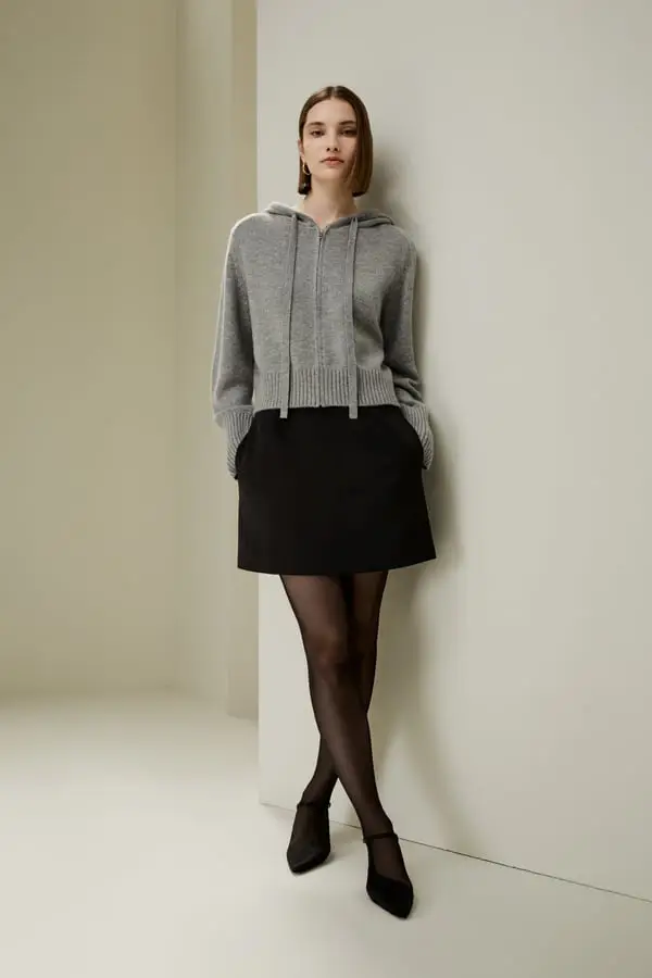 Felpa con Zip Lana Cashmere Grigio Chiaro - Comoda ed Elegante per il Tempo Libero