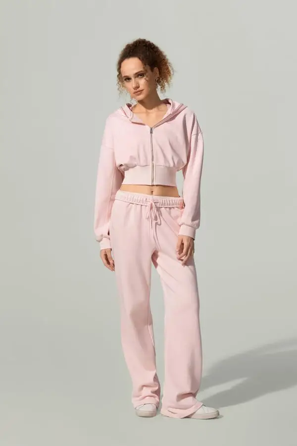 Felpa Drift Seamflow Rosa Cipria - Traspirante, Morbida, Cropped con Cappuccio - Zip-Up in SILKERRY