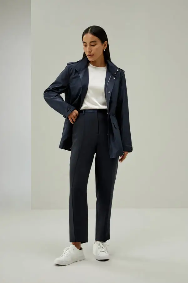 Giacca In Seta Donna Femmina Cappuccio Ripiegabile Morbida Varie Dimensioni, Vari Colori Blu-Marino