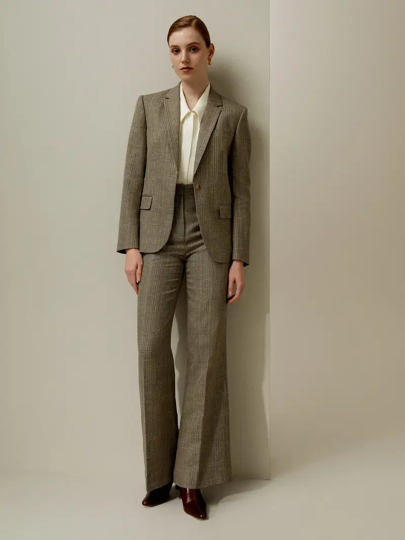 Giacca Seta Donna Colletto A Scacchileggero Orlo Svasatolavaggio A Secco Lavaggio A Secco Lucentezza Urbana Consegna Veloce Lino