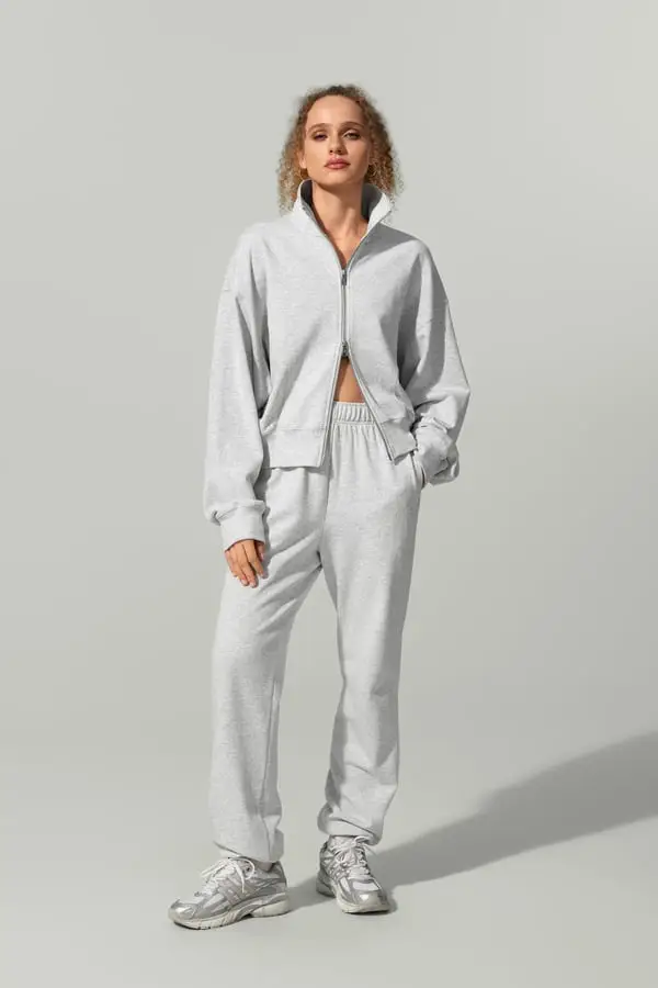 Giacca Zip Heirloom '89 Grigio Edera - Morbida SILKERRY , Traspirante, Collo Alto, Elegante e Versatile