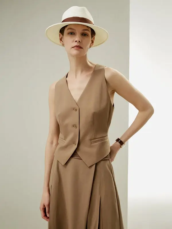 Gilet Ortygia Lana e Seta Mocha e Versatile Marrone Moka