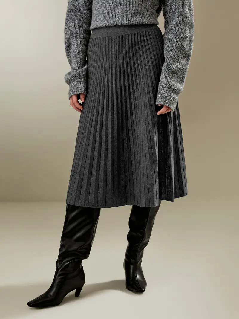 Gonna Di Lana Silhouette Ad Alana Merino Lana Merino Senso Tridimensionale Può Essere Provato Grigio Scuro