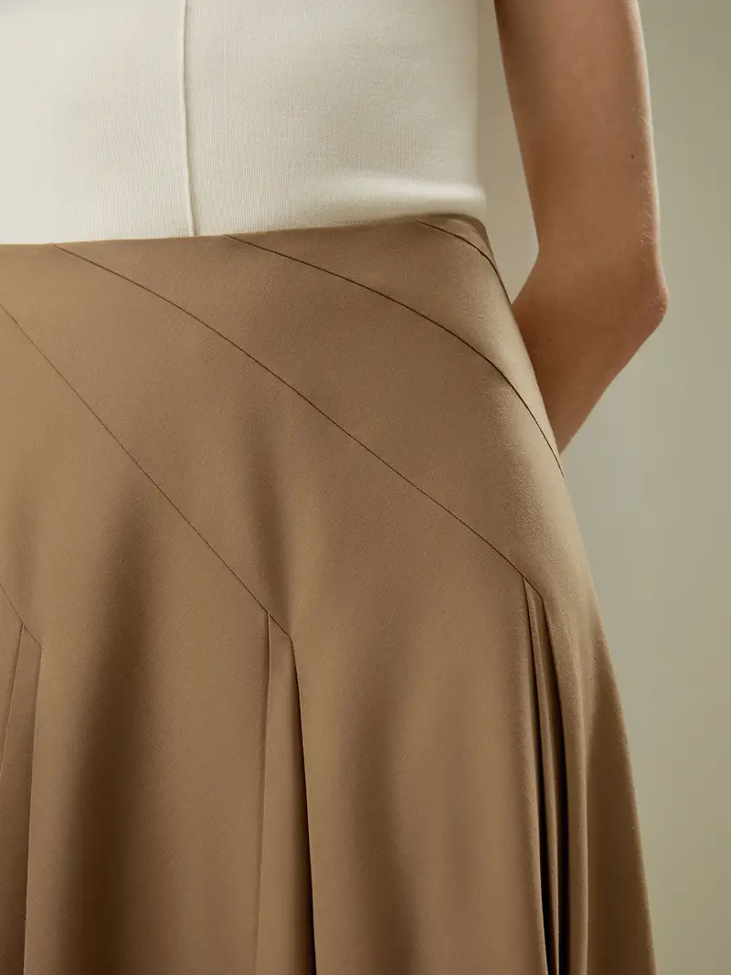 Gonna In Lana Merino Seta Chiffon (Interno)Lana Merino Lana Merino Tocco Moderno Di Facile Manutenzione Marrone Moka