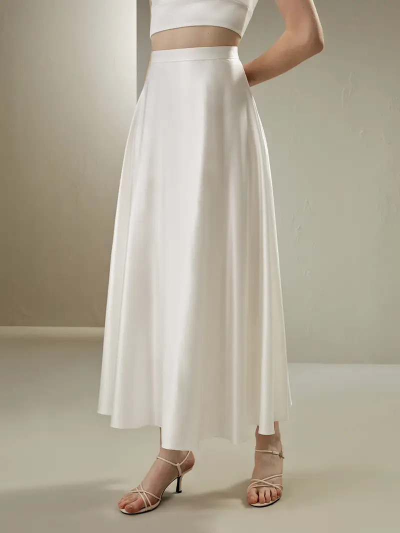 Gonna In Seta Bianco Gonna Ad Ombrello 100% Seta Naturale Un Tocco Di Eleganza Nella Vostra Vita