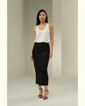 Gonna Seta Femmina Elegant Jersey Di Seta Temperatura Regolabile Traspirante, Ipoallergenico Nero