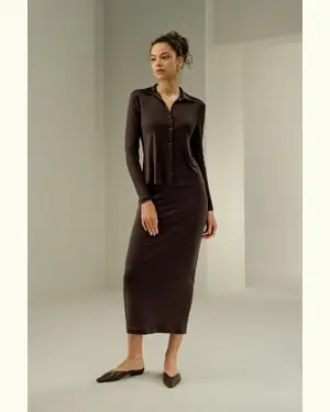 Gonna Seta Femmina Waist Elastico Silk Jersey Temperatura Regolabile Imballaggio Ecologico Cacao