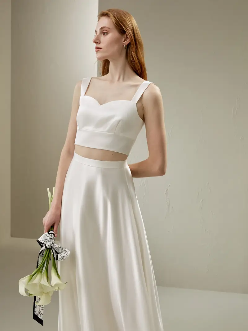 Gonne In Seta Bianco Tasche Nascoste Nelle Cuciture Laterali Charmeuse Di Seta Adatto A Tutte Le Stagioni