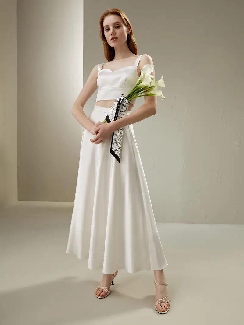 Gonne Seta Bianco Tasche Nascoste Nelle Cuciture Laterali Charmeuse Di Seta Da 100 Eleganza Senza Tempo E Stile Sofisticato