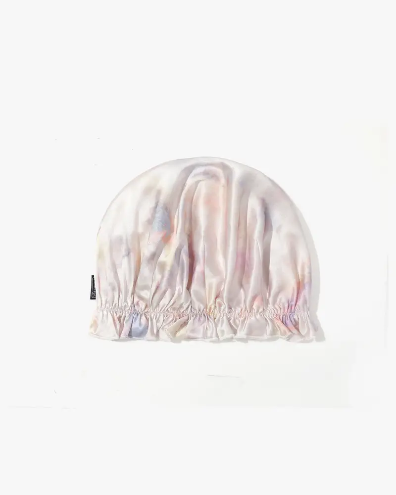 Italia Cuffia Da Notte Di Seta Pieghettata Acquerello Rosa Viola