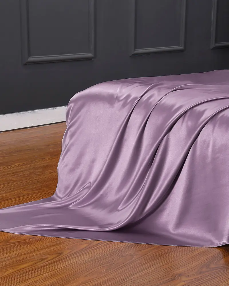 Lenzuola Di Seta Lusso Lavanda Senza Cucitura, Tocco Morbido 100% Seta Naturale Buona Qualità, Lavabile In Lavatrice