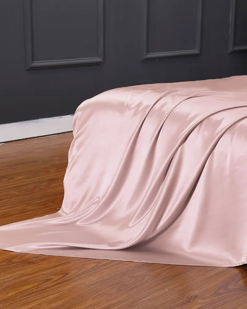 Lenzuola Di Seta Lusso Rosa Senza Cucitura, Tocco Morbido 100% Seta Naturale In Un Sonno Profondo E Rigenerante