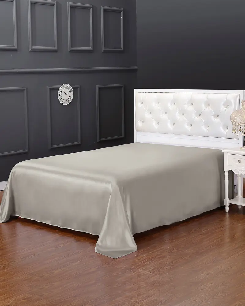 Lenzuola Pura Seta Grigio Senza Cucitura, Tocco Morbido 100% Seta Di Gelso Efficace Nel Trattamento Dei Problemi Legati Al Sonno