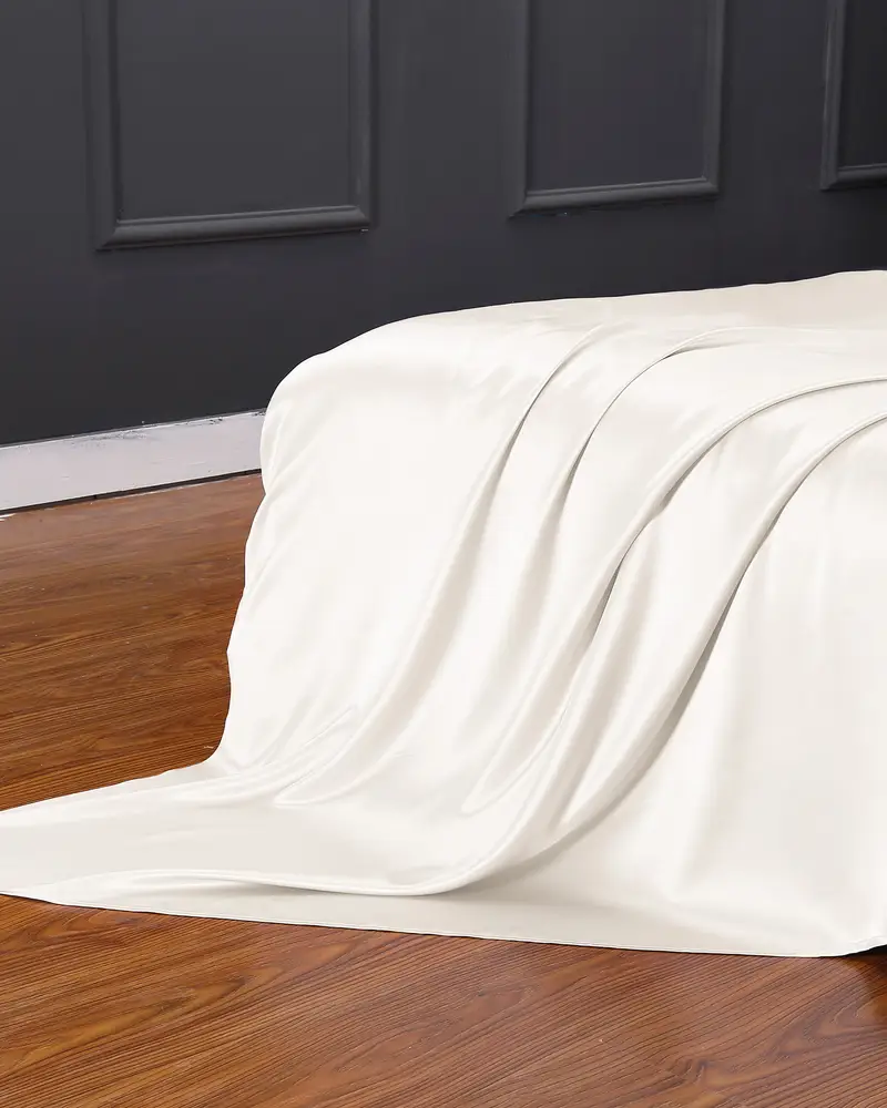 Lenzuola Seta Di Gelso Bianco Senza Cucitura, Tocco Morbido 100% Seta Pura Privo Di Sostanze Chimiche Nocive