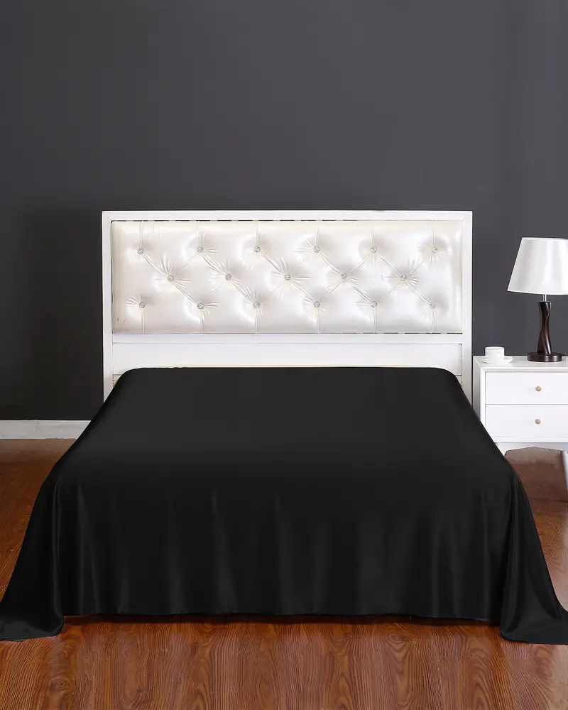Lenzuola Seta Pura Nero Senza Cucitura, Tocco Morbido 100% Seta Efficace Nel Trattamento Dei Problemi Legati Al Sonno
