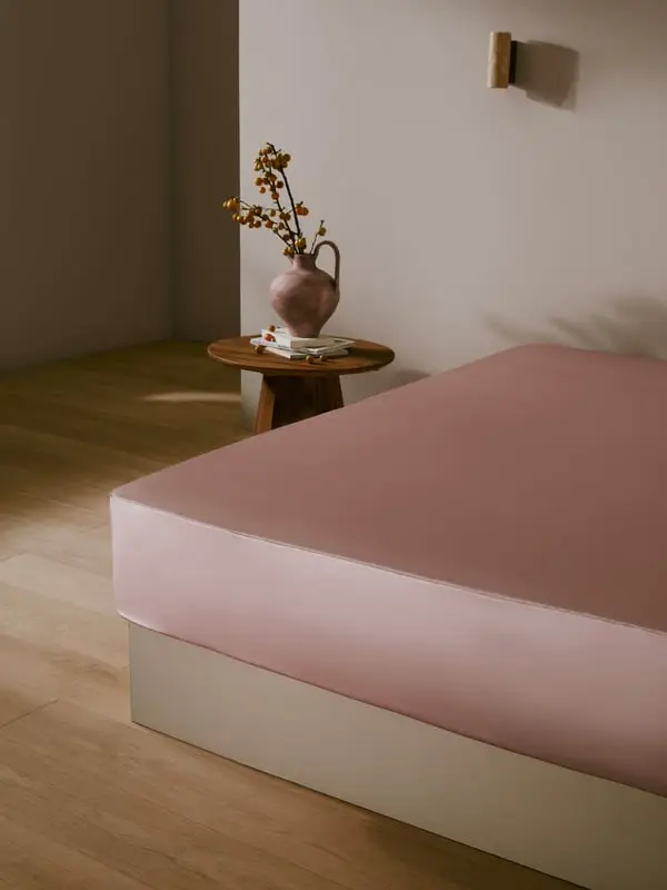 Lenzuolo con Angoli in Seta 25 Momme Lusso Senza Cuciture Rosa Rosato