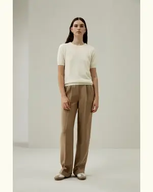 Maglia Basic Girocollo Maniche Cortecashmere Non Tinto Baby Cashmere Non Tinto Baby Lussuoso E Sostenibile Bianco