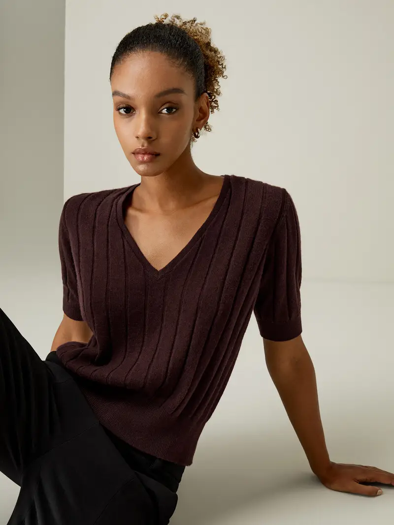 Maglia Cashmere Donna Per Tutte Le Stagioni100% Cachemire 100% Cachemire Temperatura Regolabile Non È Necessario Stirarlo Legno Di Frutta