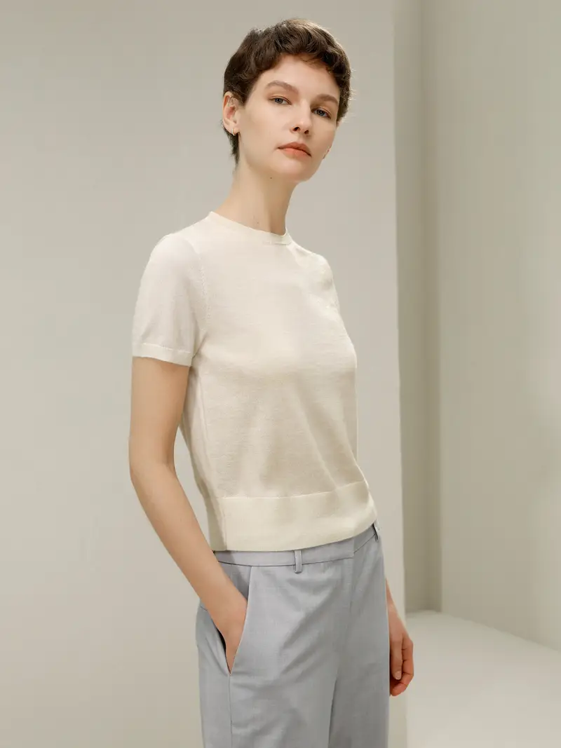 Maglia Cashmere Donna Può Essere Indossata Tutto L'Anno 100% Cashmere Resiste Durante Tutte Le Stagioni Traspirante Bianco