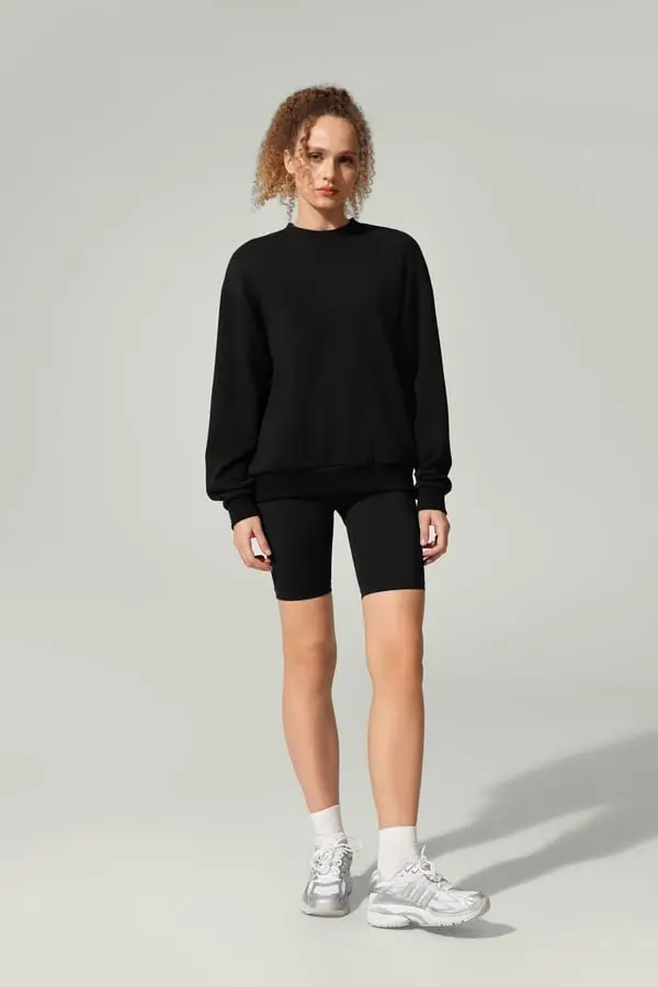 Maglia Crew Balance Porchlight Nero - Morbida SILKERRY Traspirante e Ipoallergenica, Spalla Scesa, Comfort per Tutti i Giorni