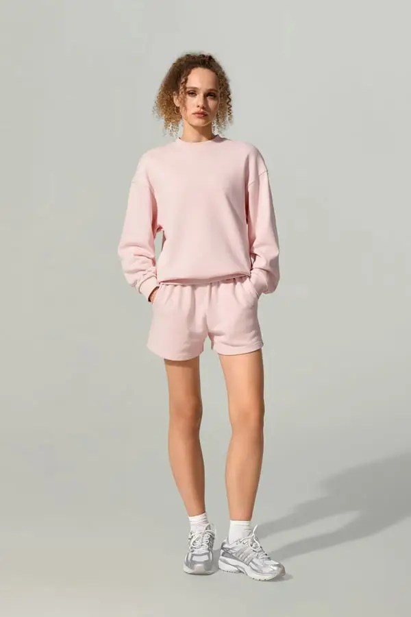 Maglia Crew Balance Porchlight Rosa Cipria - SILKERRY Morbida Traspirante Spalla Scesa