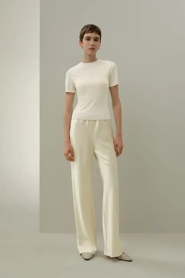 Lilysilk Maglia Donna Jersey di Seta Ecologica Giglio Bianco