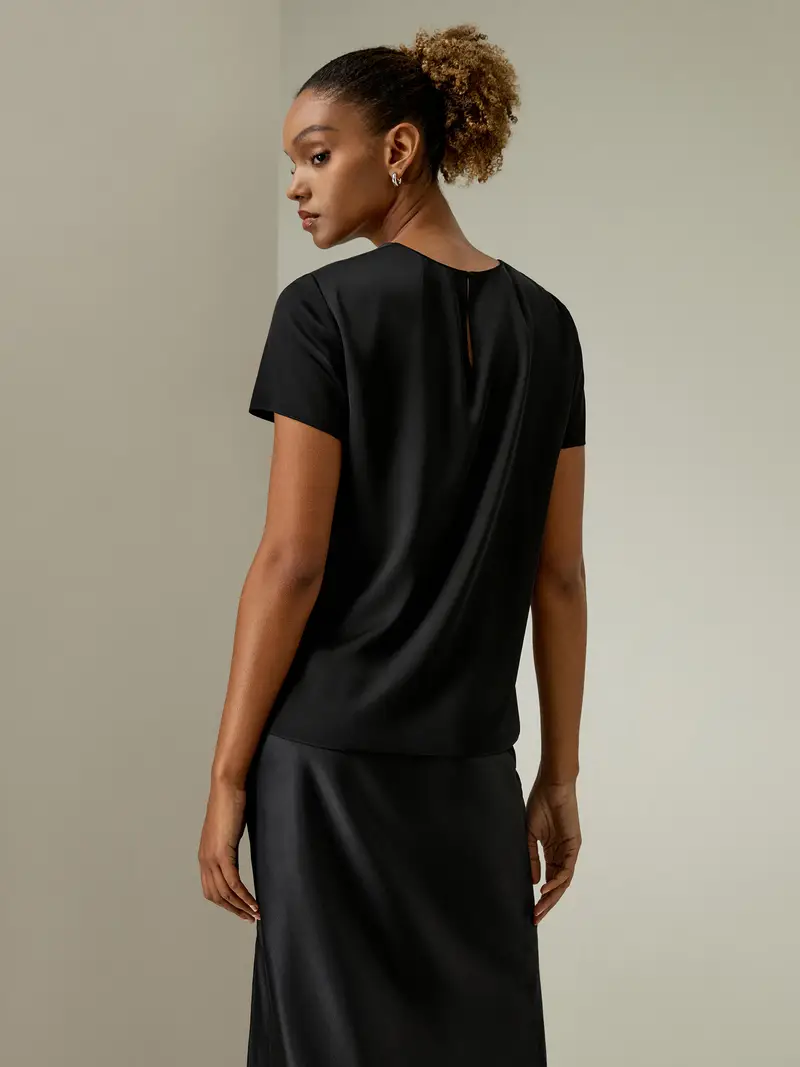 Maglia Di Seta Tessuti Naturaliil Doppio Joe Di Seta Il Doppio Joe Di Seta Può Essere Provato Traspirante Superleggero Nero