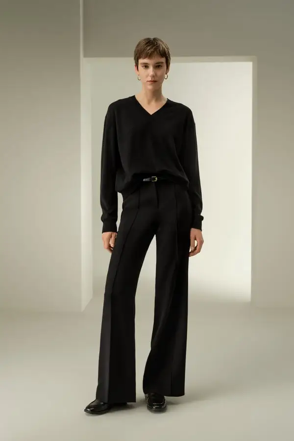 Maglia Donna Cashmere Nero - 100% Baby Cashmere, Morbido e Leggero, Scollo a V, Oversize