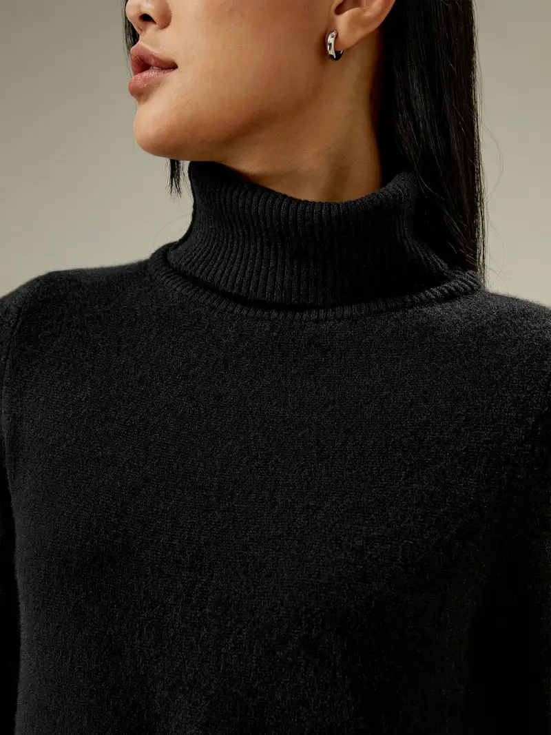 Maglia Donna Cashmere Silhouette Ad Apuro Cashmere Puro Cashmere Stile Classico Imballaggio Ecologico Nero