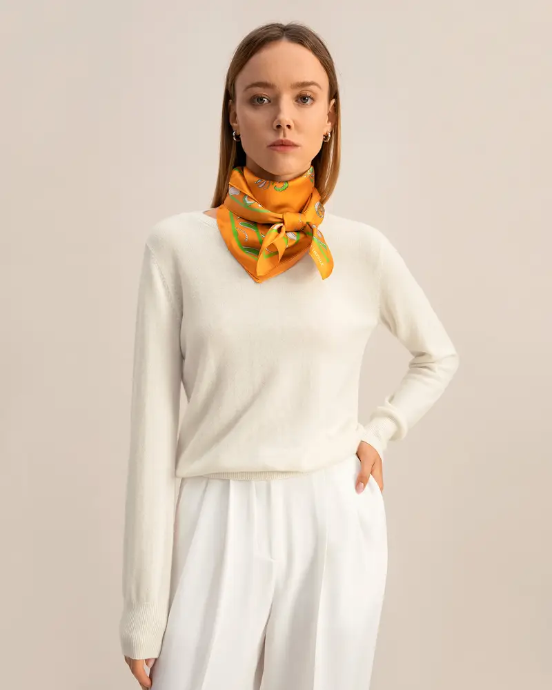 Maglia Girocollo Baby Cashmere Vestibilità Regolare Leggero E Morbido Bianco Naturale