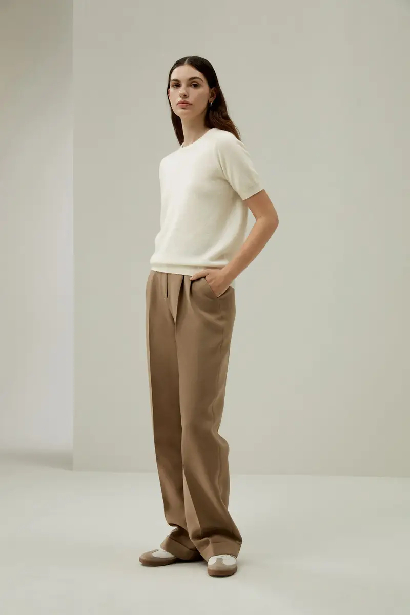 Maglia Girocollo Basic Design A Girocollobaby Cashmere Naturale Baby Cashmere Naturale Vestibilità Comoda Bianco