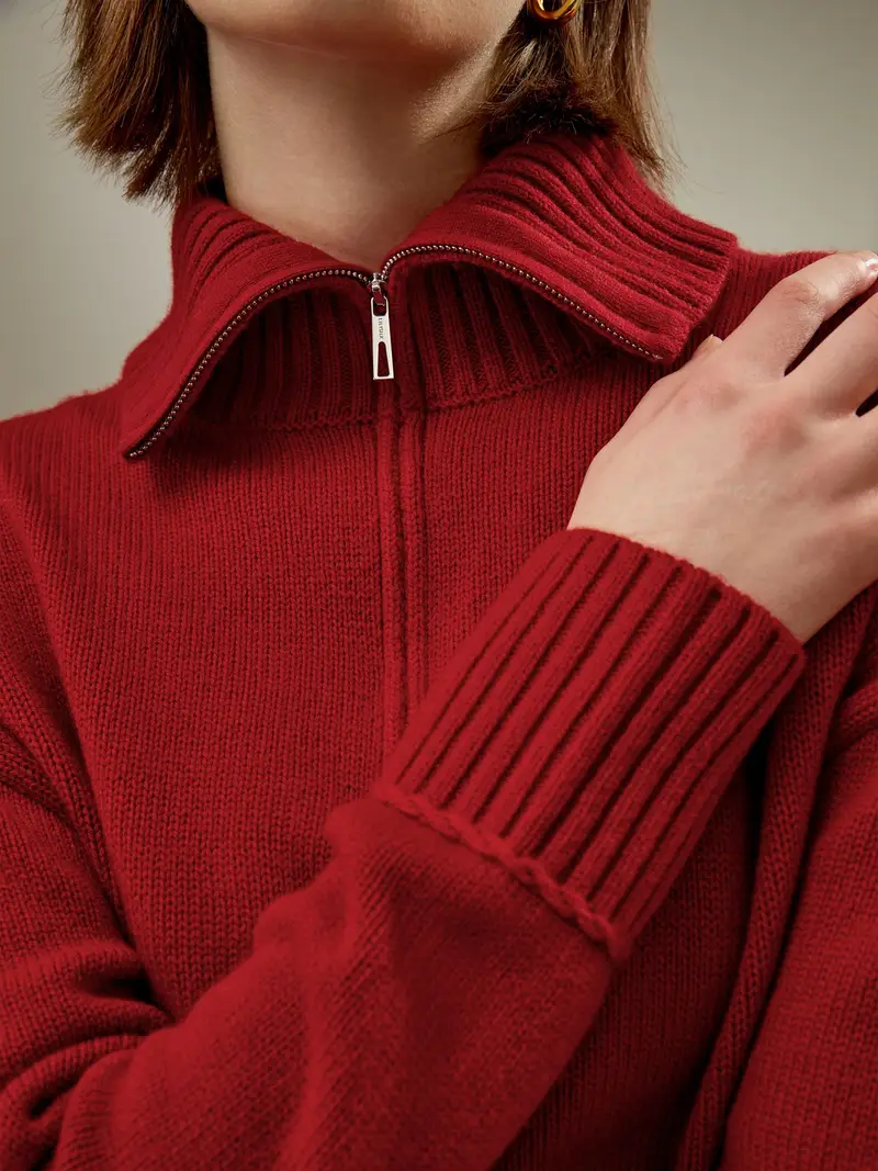 Maglie Di Lana Donna Colletto A Scacchieralana E Cashmere Lana E Cashmere Un'Atmosfera Classica Consegna Veloce Rosso