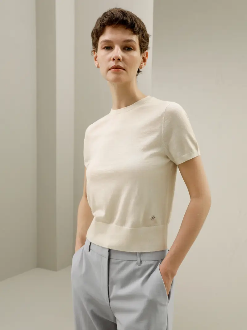 Maglieria Cashmere Camicia A Strato Di Base 48S Cashmere Yearn Count Ipoallergenico Morbido E Confortevole Bianco