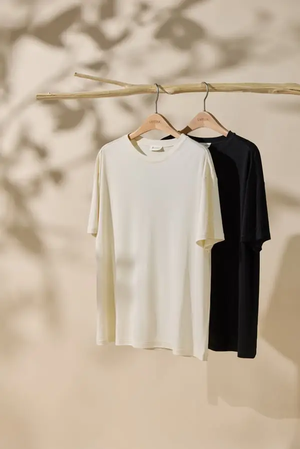 Lilysilk Maglietta Oversize in Seta Jersey Nero e Bianco