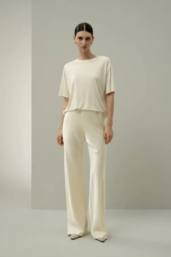 Lilysilk Maglietta Donna in Jersey di Seta Morbido e Traspirante Giglio Bianco