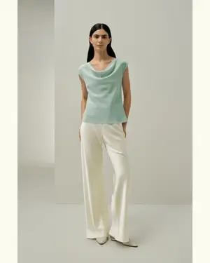 Maglietta Seta Femmina Vestibilità Regolare Seta Di Alta Qualità Leggero E Traspirante Menta Verde