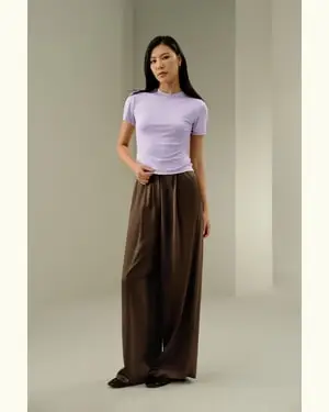 Magliette Seta Donna Femmina Jersey Di Seta Temperatura Regolabile Imballaggio Ecologico Lila