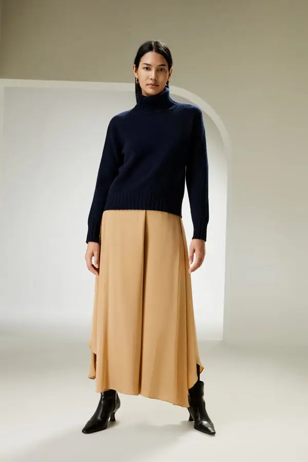 Maglione Dolcevita Lana Cashmere Blu Navy - Caldo ed Elegante