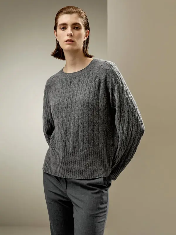 Maglione Donna Cashmere Grigio Medio - Caldo, Elegante e Oversize