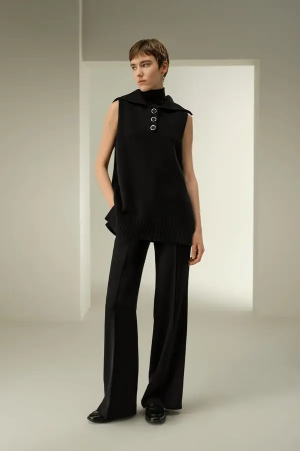 Maglione Donna Lana Cashmere Nero | Colletto Marinaio Vintage | Morbido Caldo Elegante