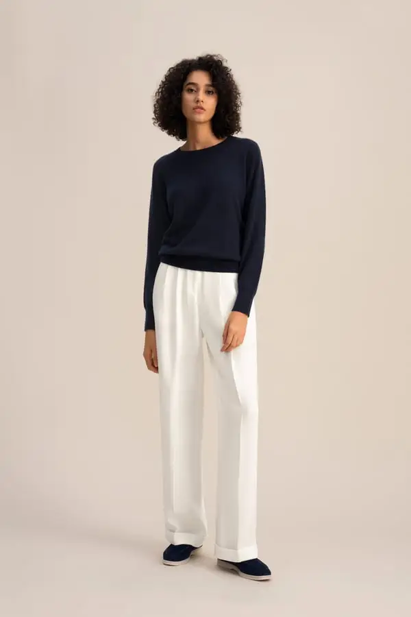 Maglione Girocollo Baby Cashmere Blu-Marino - Caldo e Morbido