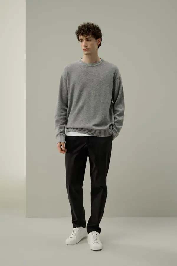 Maglione Lana-Cashmere Uomo Nebbioso | Girocollo, Caldo e Confortevole